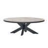 Table basse ovale CONSTANCE avec pied central en métal noir