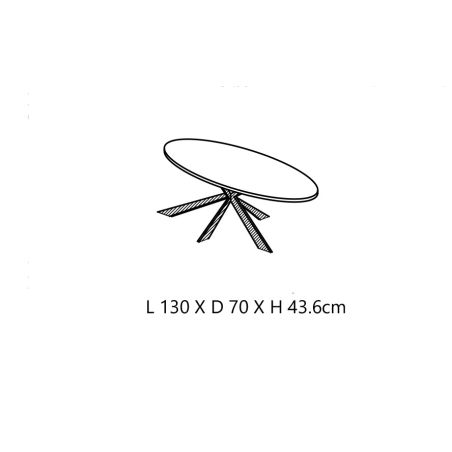 Table basse ovale CONSTANCE avec pied central en métal noir