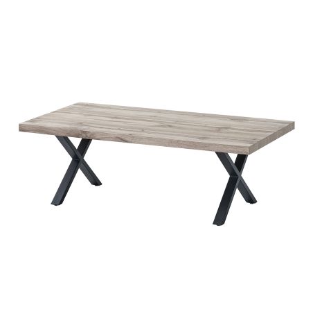 Table basse 130 cm CONSTANCE avec pieds X en métal
