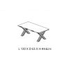 Table basse 130 cm CONSTANCE avec pieds X en métal