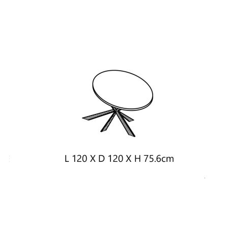 Table ronde CONSTANCE 120 cm avec pied central en métal