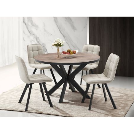 Table ronde CONSTANCE 120 cm avec pied central en métal