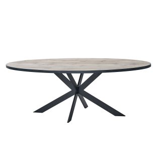 Table ovale CONSTANCE 220 cm avec pied central en métal