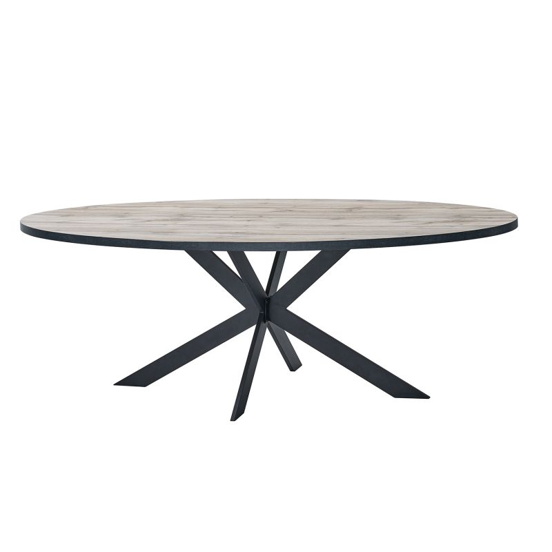 Table ovale CONSTANCE 220 cm avec pied central en métal