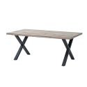 Table de repas CONSTANCE en 190 cm ou 220 cm avec pieds X en métal