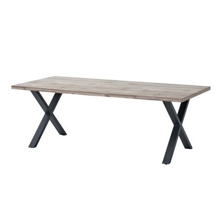 Table de repas CONSTANCE en 190 cm ou 220 cm avec pieds X en métal