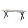 Table de repas CONSTANCE en 190 cm ou 220 cm avec pieds X en métal