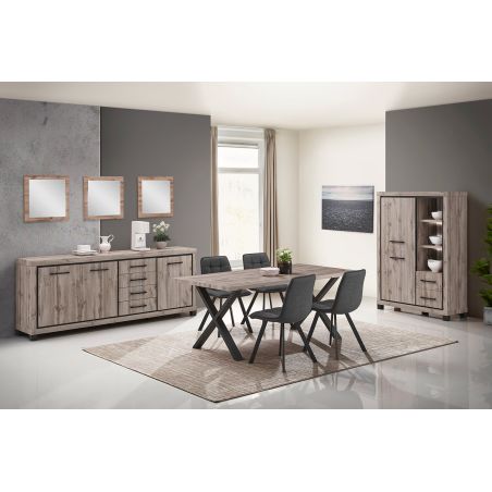 Table de repas CONSTANCE en 190 cm ou 220 cm avec pieds X en métal