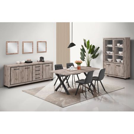 Table de repas CONSTANCE en 190 cm ou 220 cm avec pieds X en métal
