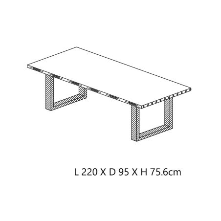 Table de repas CONSTANCE en 190 cm ou 220 cm avec pieds U en métal