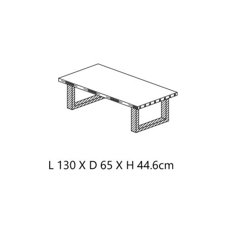Table basse 130 cm CONSTANCE avec pieds U en métal
