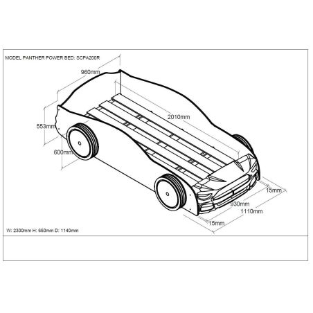 Lit voiture Panther rouge 90x200 cm 