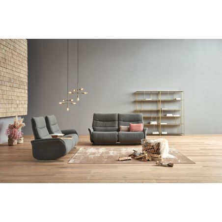 Canapé 2 places 198 cm en tissu CUMULY COMFORT 4051 avec 2 relax manuels et table intermédiaire de la marque HIMOLLA