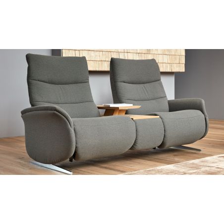 Canapé 2 places 198 cm en tissu CUMULY COMFORT 4051 avec 2 relax manuels et table intermédiaire de la marque HIMOLLA