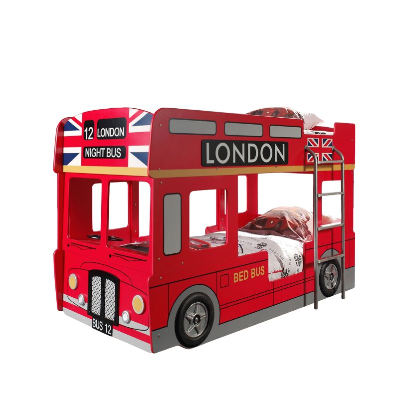 Lit superposé bus londonien Funny 90x200 cm rouge