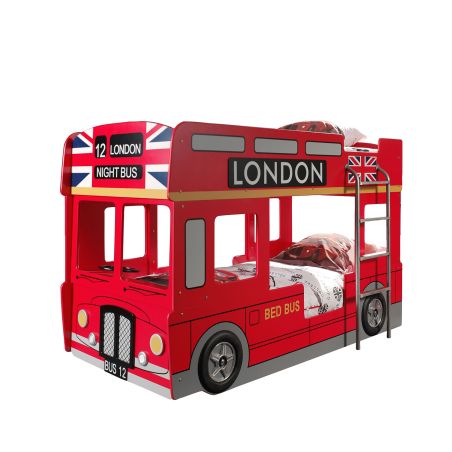 Lit superposé bus londonien Funny 90x200 cm rouge
