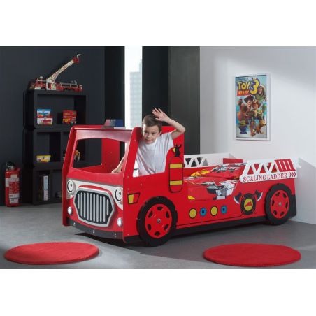 Lit camion de pompier Funny 90x200 cm rouge