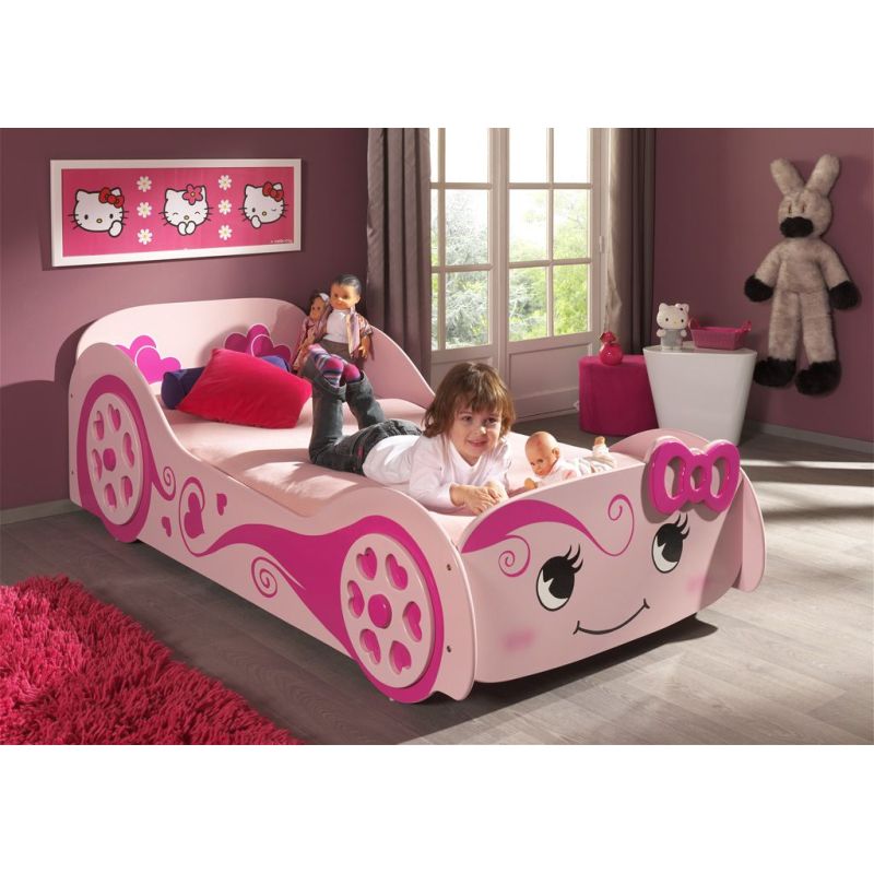 Lit voiture Pretty 90x200 cm rose