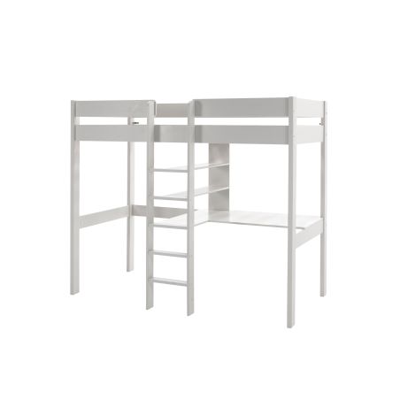 Lit surélevé Piny avec bureau et fauteuil 90x200 cm blanc