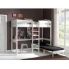 Lit surélevé Piny avec bureau et fauteuil 90x200 cm blanc