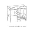 Lit surélevé Piny avec bureau et fauteuil 90x200 cm blanc