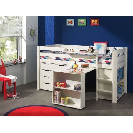 Commode Piny blanc à 4 tiroirs pour lit enfant 85 cm 