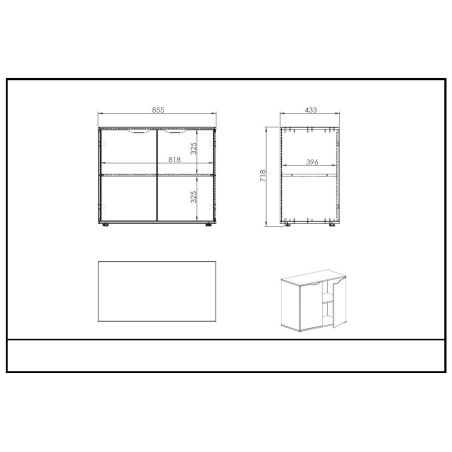 Commode Piny blanc à 2 portes pour lit enfant 85 cm 