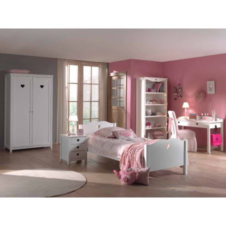Lit enfant romantique Adora 90x200 cm blanc laqué