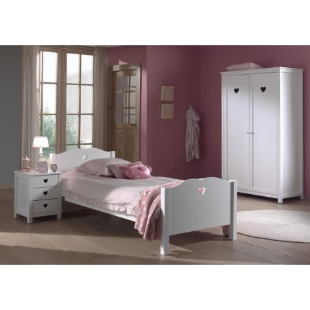 Lit enfant romantique Adora 90x200 cm blanc laqué