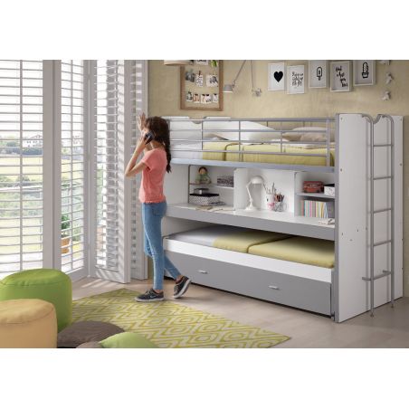 Lit mezzanine Dany blanc et gris H 161 cm