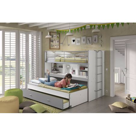 Lit mezzanine Dany blanc et gris H 161 cm