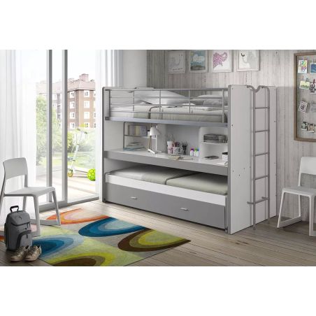 Lit mezzanine Dany blanc et gris H 161 cm