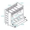 Lit mezzanine Dany blanc et gris H 161 cm