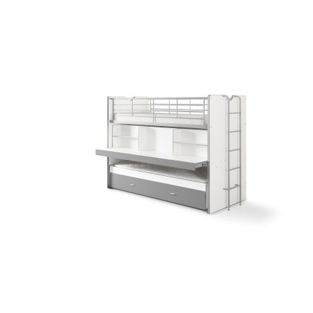 Lit mezzanine Dany blanc et gris H 161 cm