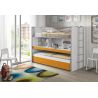 Lit mezzanine Dany blanc et orange H 161 cm