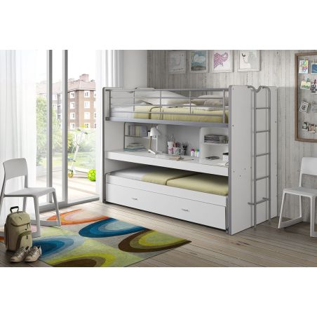 Lit mezzanine Dany blanc H 161 cm