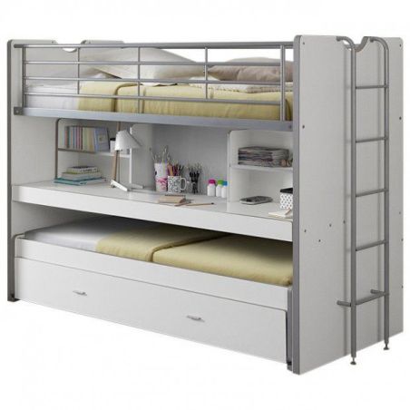 Lit mezzanine Dany blanc H 161 cm