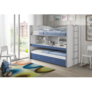 Lit mezzanine Dany blanc et bleu H 161 cm