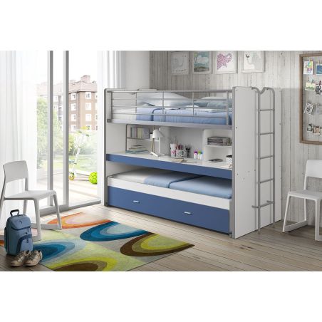 Lit mezzanine Dany blanc et bleu H 161 cm