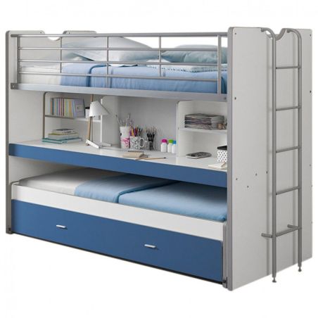 Lit mezzanine Dany blanc et bleu H 161 cm