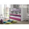 Lit mezzanine Dany blanc et fuchsia H 161 cm