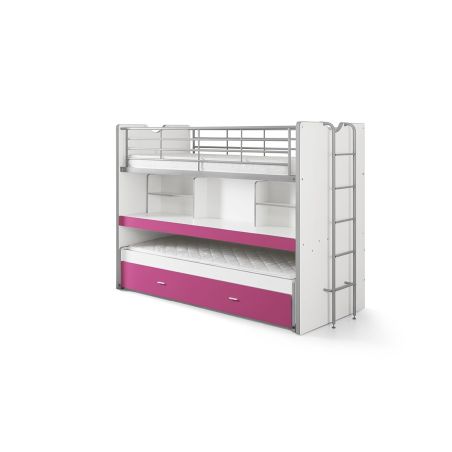 Lit mezzanine Dany blanc et fuchsia H 161 cm