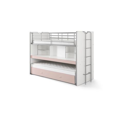 Lit mezzanine Dany blanc et rose H 161 cm