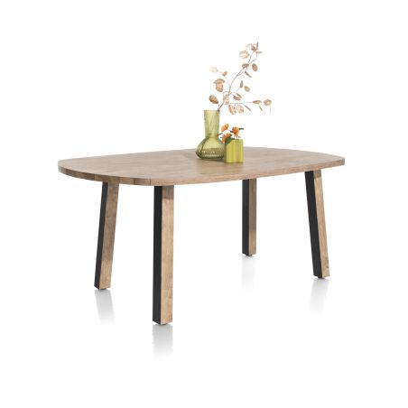 Pavarotti, table 150 x 120 cm - oval - 4 pieds métal avec accents bois - Henders and Hazel