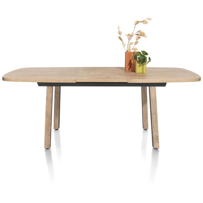 Pavarotti, table à rallonge 160 (+ 50) x 110 cm - 4 pieds métal avec accents bois - Henders and Hazel