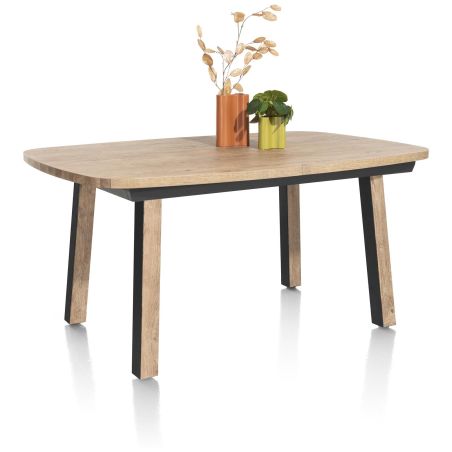 Pavarotti, table à rallonge 160 (+ 50) x 110 cm - 4 pieds métal avec accents bois - Henders and Hazel