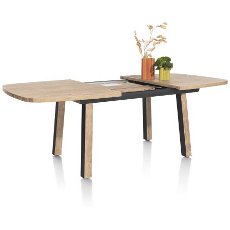 Pavarotti, table à rallonge 160 (+ 50) x 110 cm - 4 pieds métal avec accents bois - Henders and Hazel