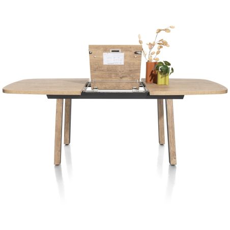 Pavarotti, table à rallonge 160 (+ 50) x 110 cm - 4 pieds métal avec accents bois - Henders and Hazel