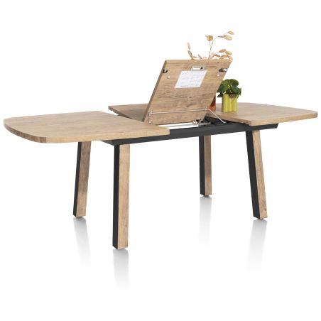 Pavarotti, table à rallonge 160 (+ 50) x 110 cm - 4 pieds métal avec accents bois - Henders and Hazel