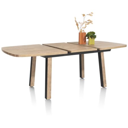 Pavarotti, table à rallonge 160 (+ 50) x 110 cm - 4 pieds métal avec accents bois - Henders and Hazel